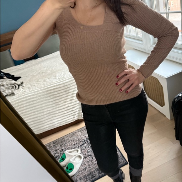 One-Shoulder Ribbed Knit Sweater - Picture 2 of 7